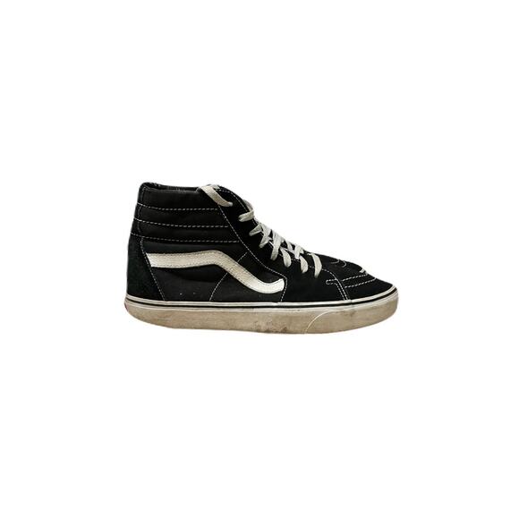 Vans Men’s Size 10 Sk8-Hi Black Lace Up High Sneakers Distressed - Picture 1 of 6